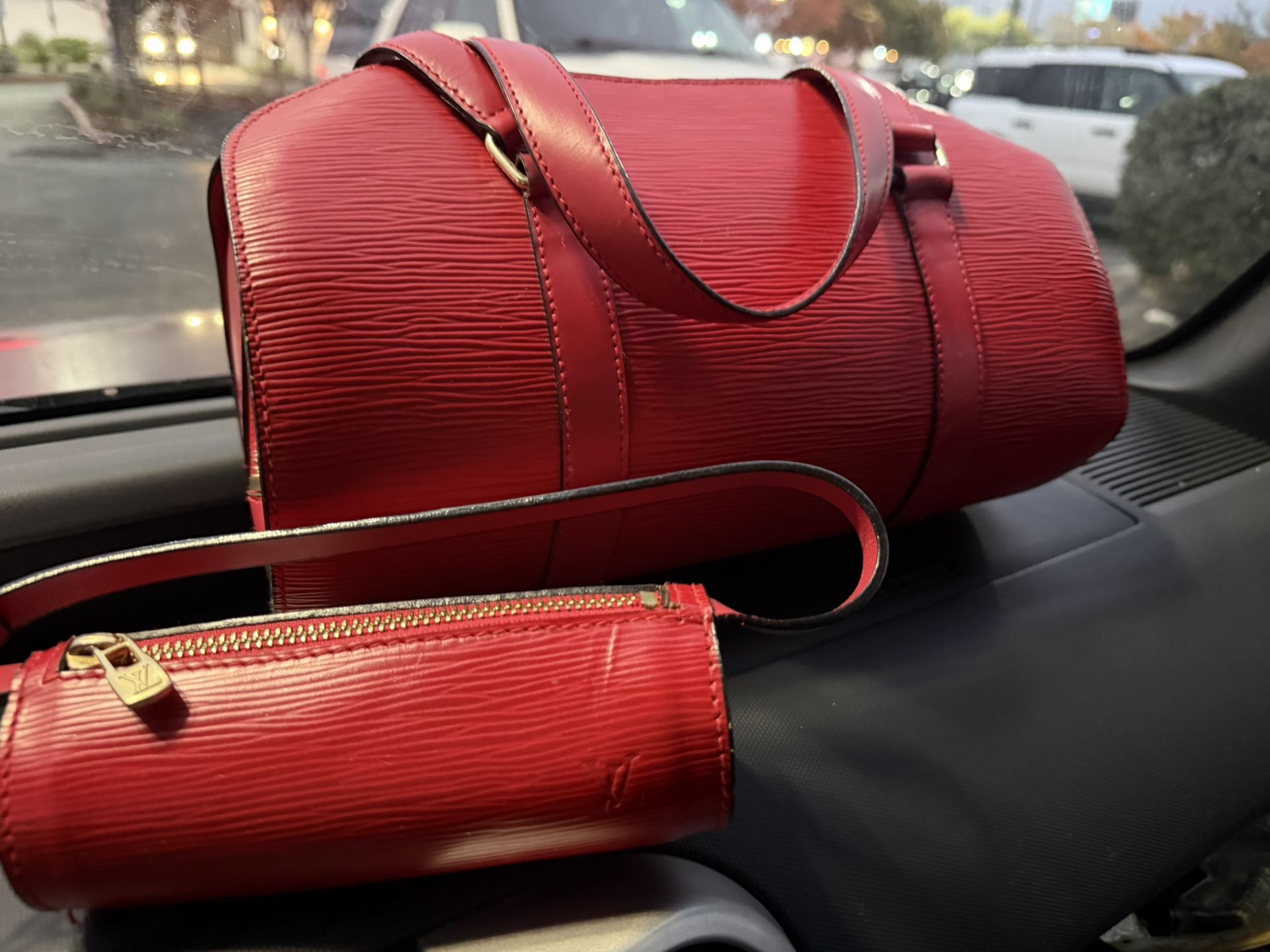 Red Clutch Purse Matching Mini Bag 