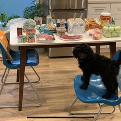 Kitchen Table White top, Mahogany legs