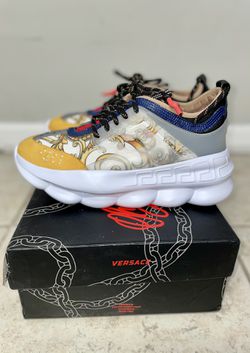 Versace White Multicolor Chain Reaction Sneakers Versace