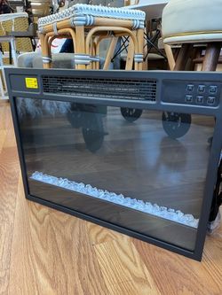 Electric Fireplace Insert with Glass Crystals