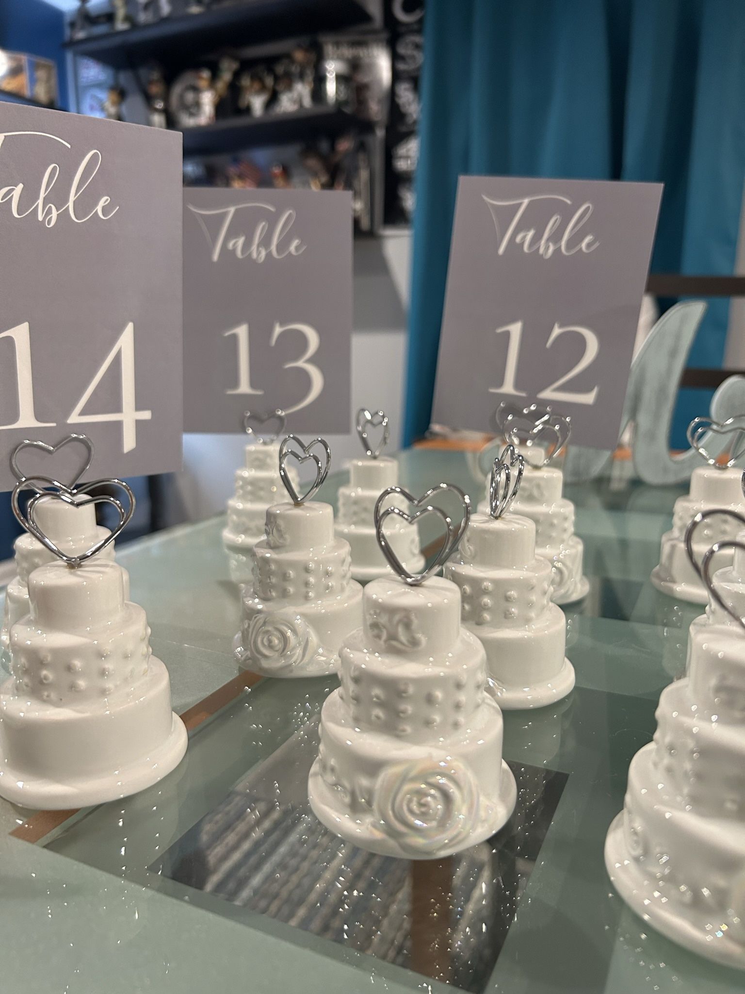 Set Of Table Number Cards White & Dusty Blue