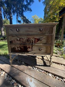 Custom Upcycled Highland Cow Dresser – Rustic Western Style 🐂✨