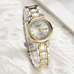 1pc Ladies' Waterproof Simple & Elegant Quartz Watch With Double Calendar Display