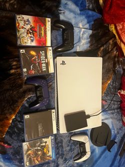 PS5 w/ 1TB internal storage upgrade, external hard drive, games, and controllers