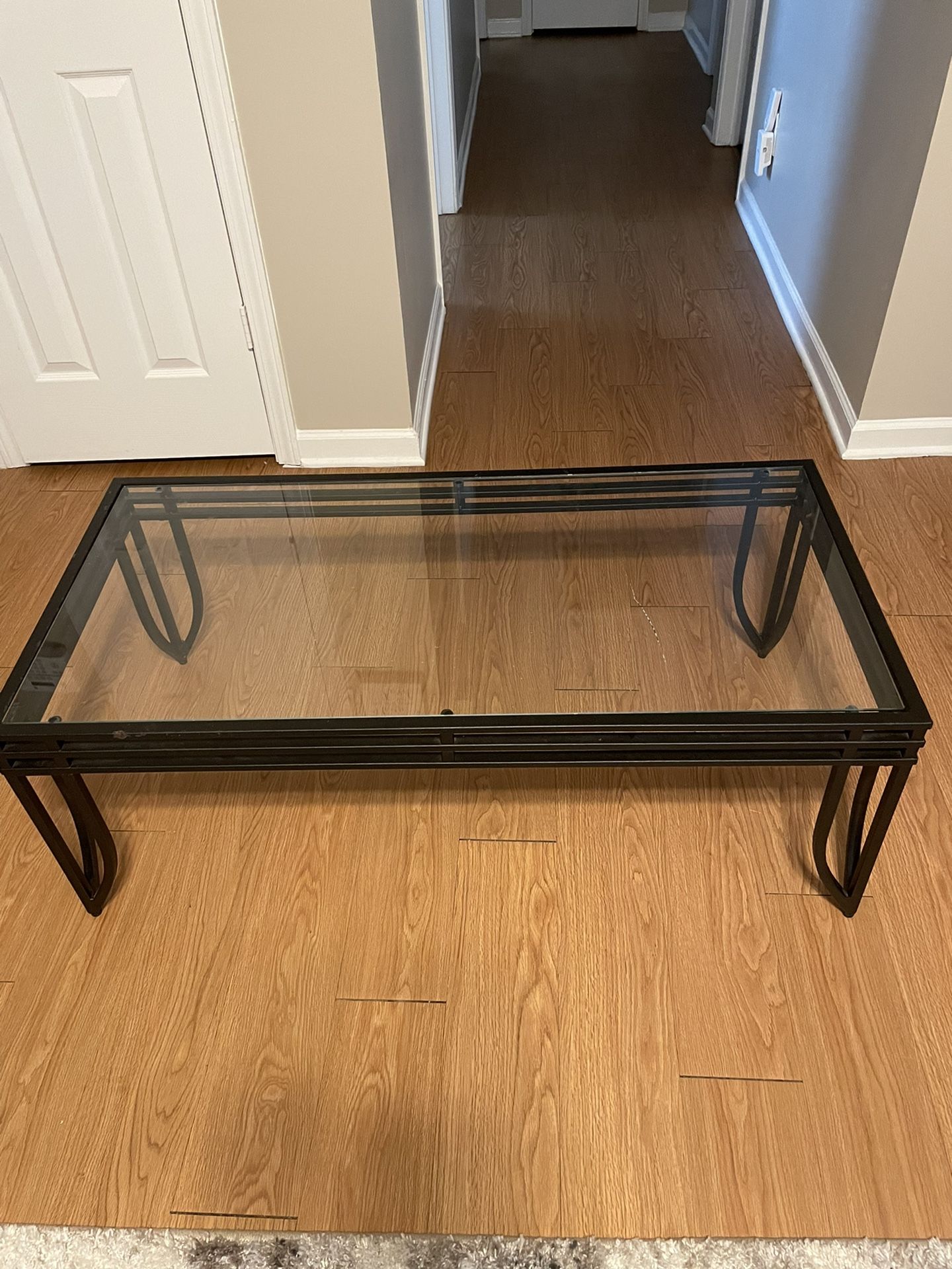 Metal Frame Glass Top Coffee Table