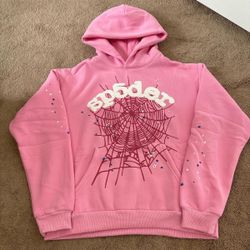 Pink Web Sp5der Hoodie