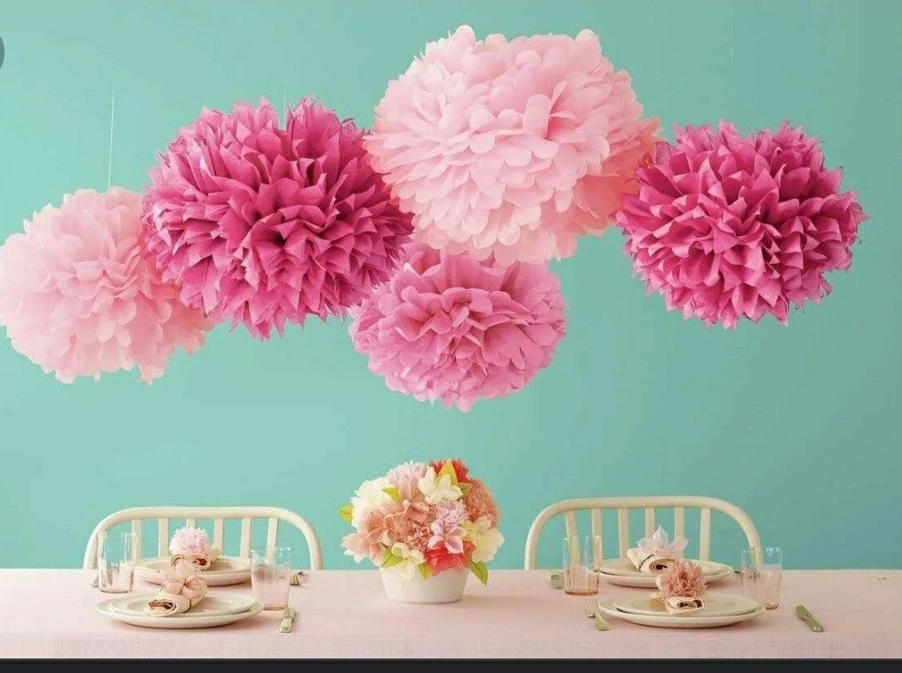 Martha Stewart Pom Poms Party Decor New Pink Birthday Party Baptist Baby Shower Wedding Quinceañera 