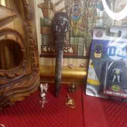 Solid 925 Silver Aztec Mayan Sun God Varicacia  Artifact Hand Carved Two-sided Hand Tool 