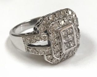 14K Solid White Gold Diamond Ring!!! Size 7.5