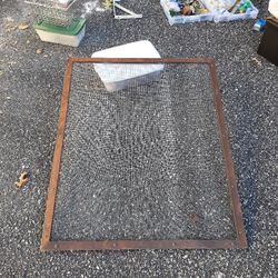 Large vintage Wood frame metal screen 4' by 3' brass  Nuts and bolts 