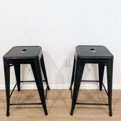 2 Black Metal Stools