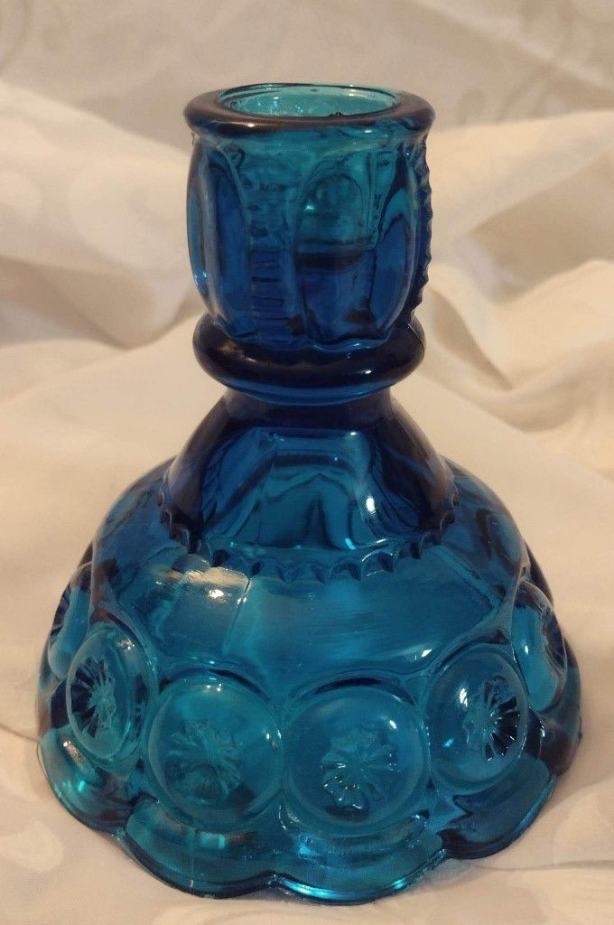Vintage Blue Moon And Stars Candlestick
