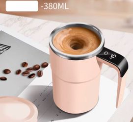 Customized 380ml Stainless Steel Insulated Smart Mixing Cup Double Wall Vacuum Automatic Stirring Mug for Coffee/Milk/ Espresso