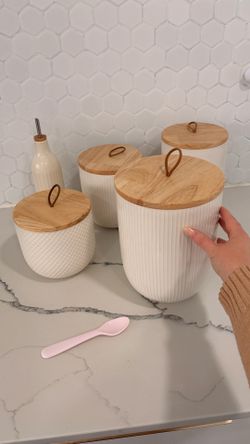 5 PIECE - WEST ELM CERAMIC CONTAINERS