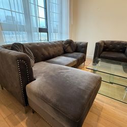 Modern Elegance for Your Home – Chic Gray Sofa Set + Optional Table