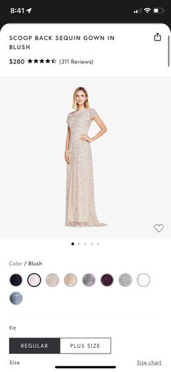 Adrianna Papell Scoop Back Sequin Gown In Blush Size 4