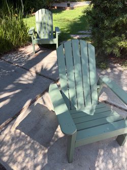 Sage Green Wood Adirondack Chairs – Set of 2