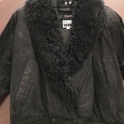 Ladies Black Etched Leather Jacket