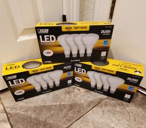 Feit LED Dimmable BR30 Flood Soft White Bulbs 65 Watts, Uses 11.5 Watts, 4 Pack