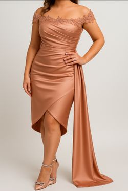 Light Cooper/rose Gold Off-shoulder Dress 