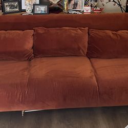 Retro Velvet  Orange Couch