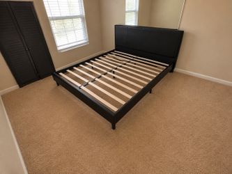 King Size Black Faux Leather Bed Frame with Headboard