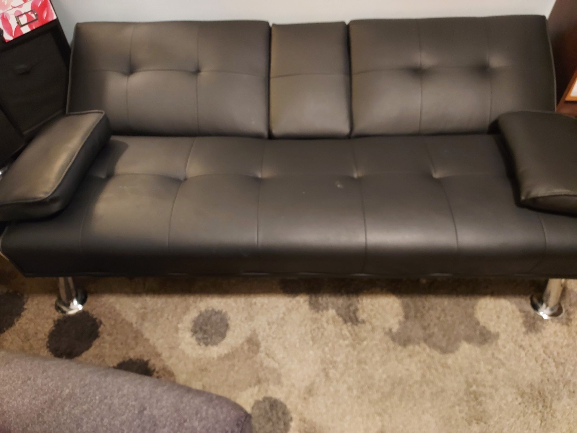 Modern Living Black Faux Leather Futon