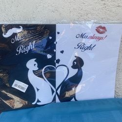 Valentines Day Placemats 4 Pack Black & White Cat