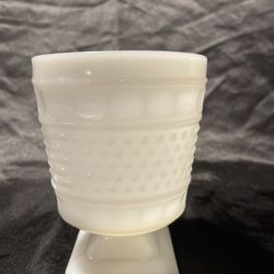 Vintage Napco 5.25" Hobnail  Footed Planter Compote Dish White Milk Glass 