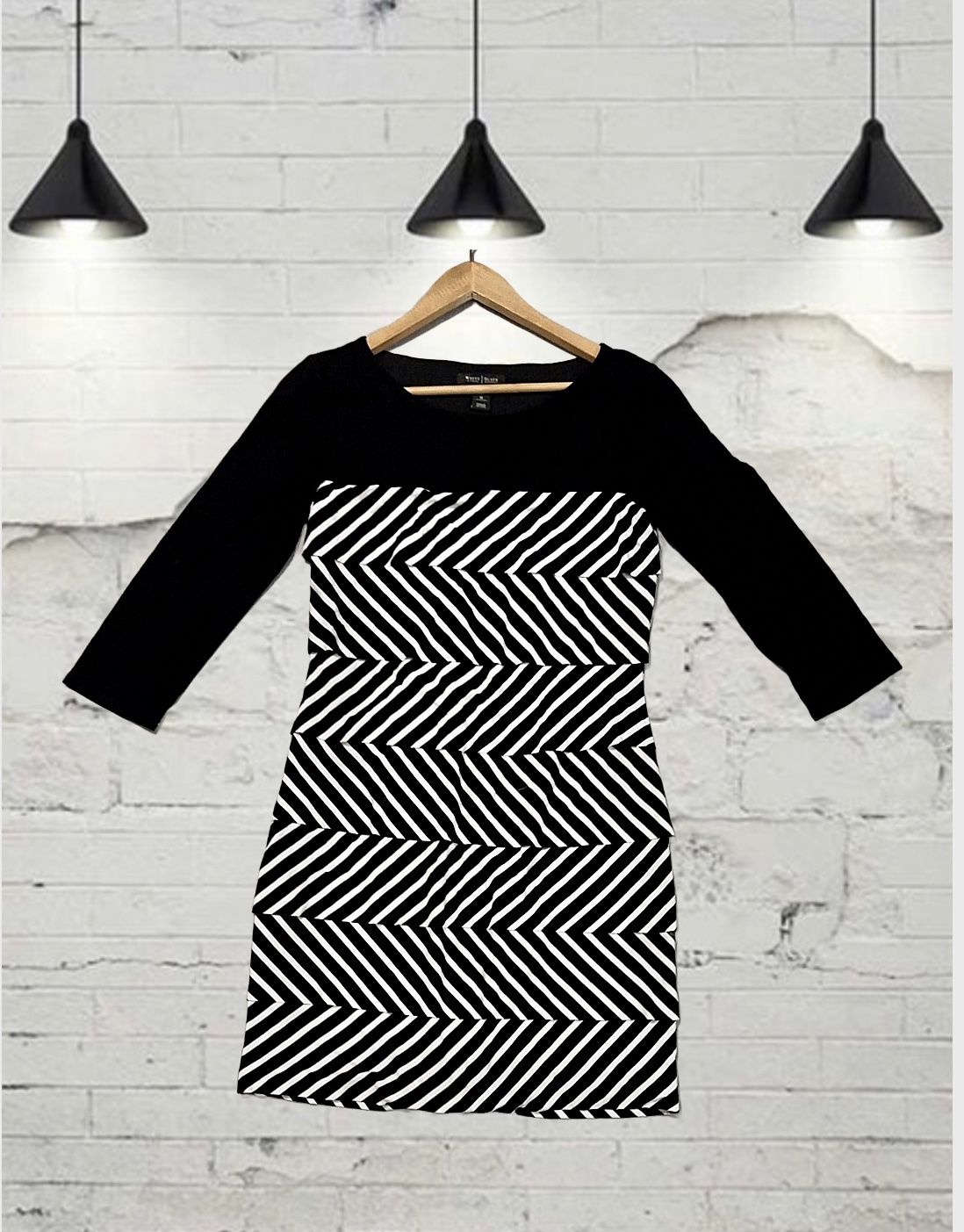 White House Black Market Dress Tiered Sheath Dress 3/4 Sleeve Size M Women’s