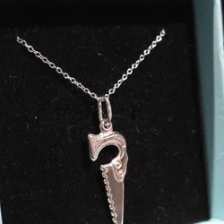925 Sterling Silver 3D Wood Hand Saw Carpenter Pendant 