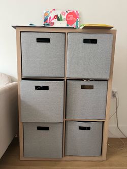 6-Cube Storage Organizer + 6 Fabric Storage Bins - Fully Assembled