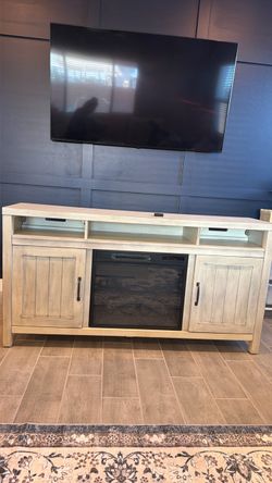 Farmhouse, electric fireplace TV console