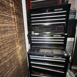 Craftsman Rolling Took Box. Filled With Tools In Every Drawer. Little Red Craftsman Tool Box Also Included. Air Compressor With Hose 