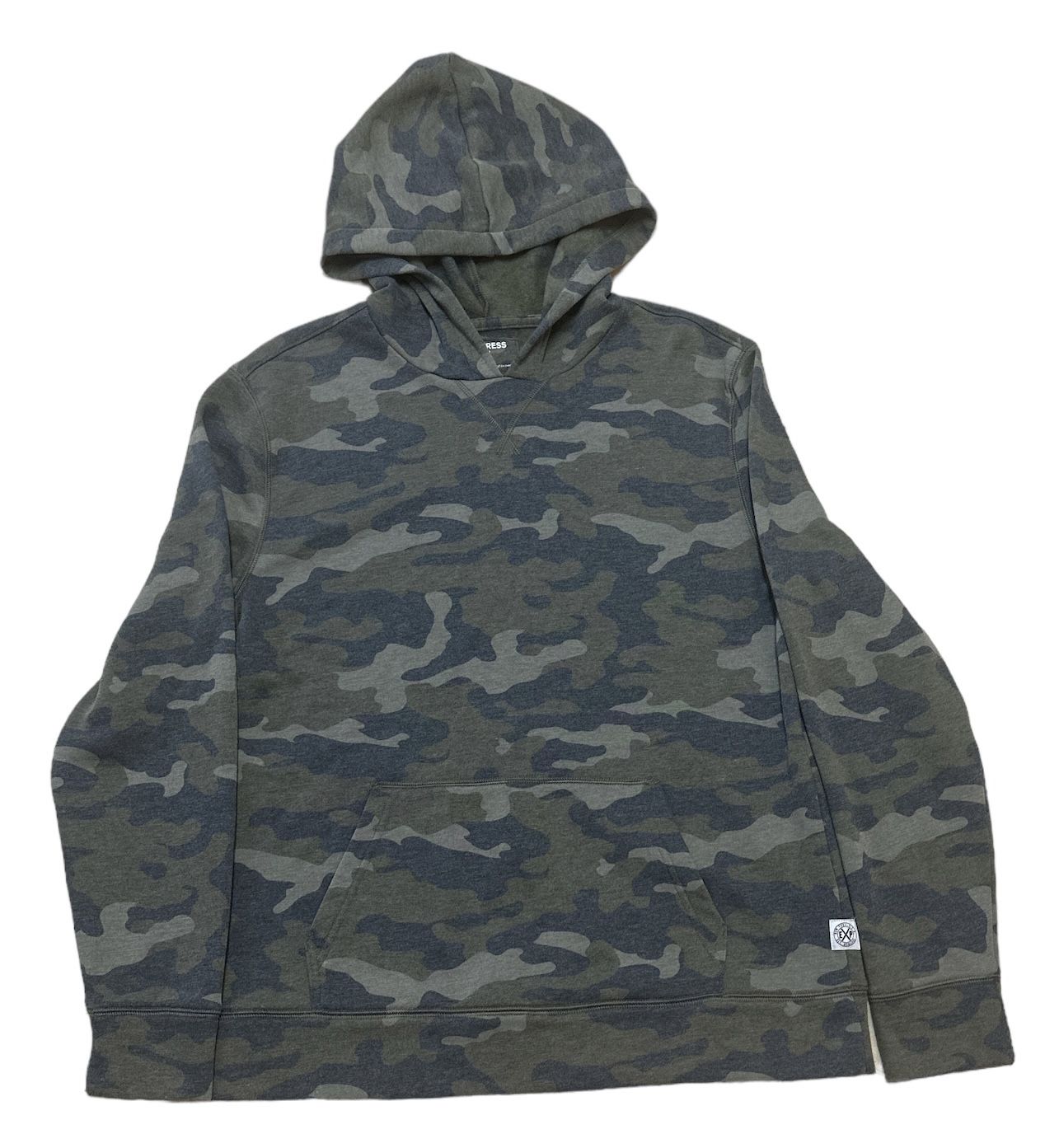 Express Fleece Hoodie Men’s L Green Camo Pullover Outdoor