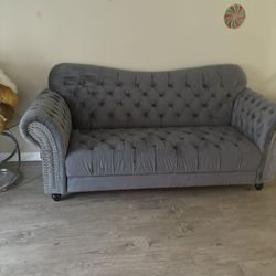 Velvet Love Seat w/ Crystal Tufting (Bigger Size)