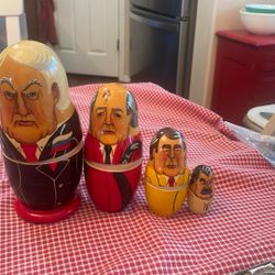 Russian Political, Nesting Dolls, Set Of Four