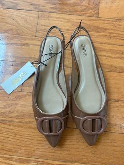 Esprit Women's Brown Patent Slingback Flats size 8.5