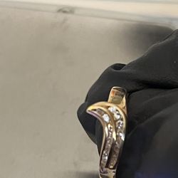 14k solid yellow gold diamond ring wave style size 7