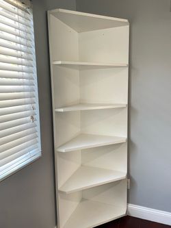 White corner shelving unit