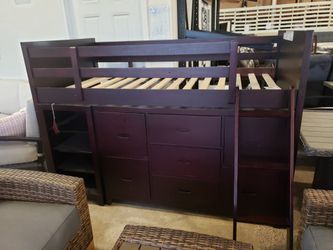 New twin size loft bed with dresser and bookcase tax included delivery available