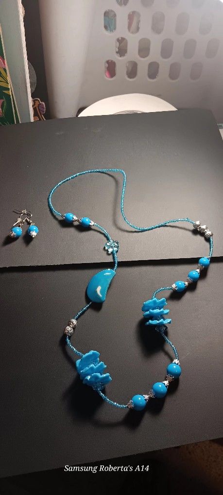 Handmade Beaded Necklace With Matching earrings