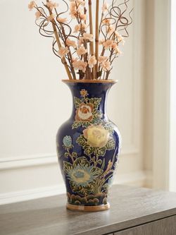 Blue Ceramic Floral Vase