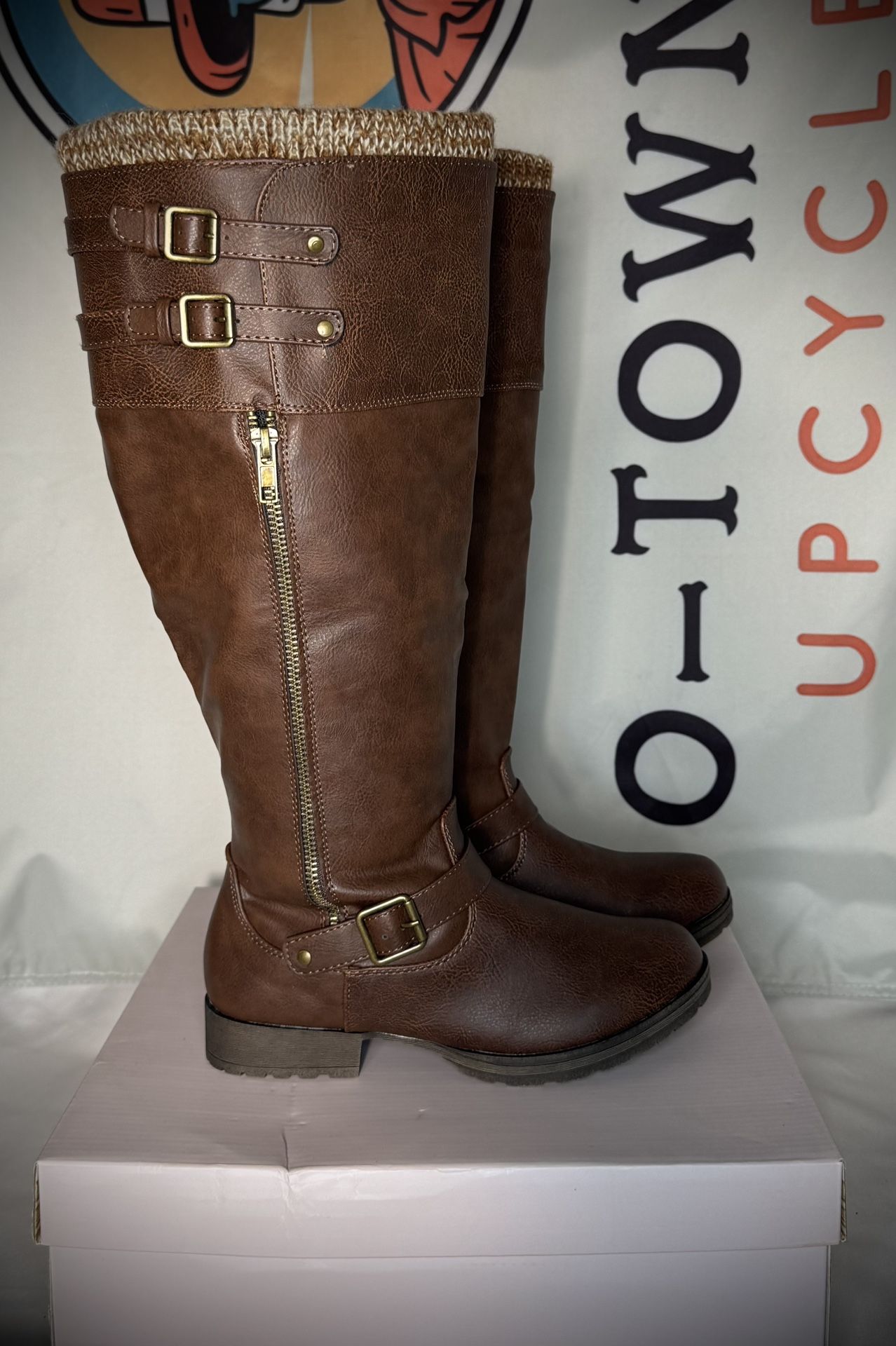 Justfab Brown Knee-High Boots SZ 7