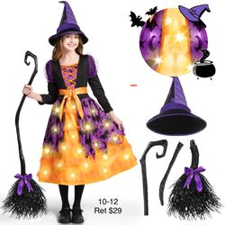 Witch Halloween Costume Girls 10-12 / Disfraz de Bruja Niñas 10-12 