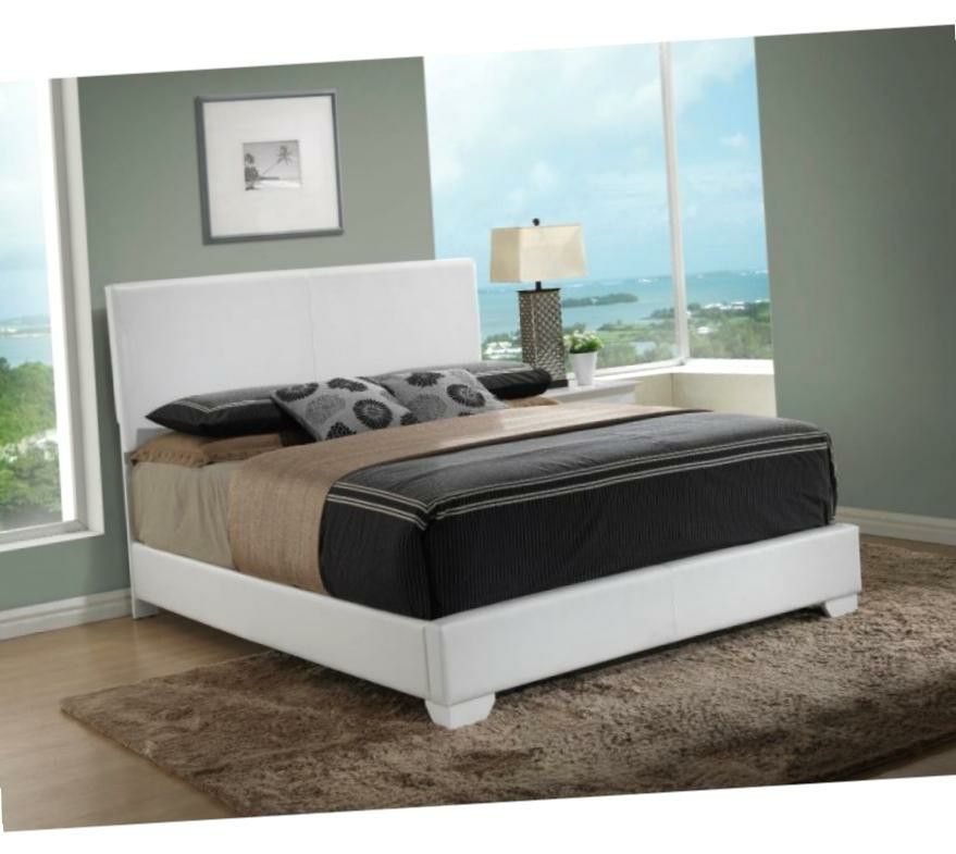 Queen White Leather Bed LIQUIDATION