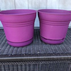 Pair of 10 “ Purple Plastic Flower Pots