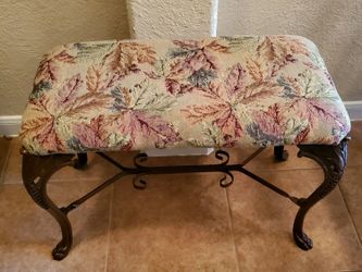 Traditional Metal,  Bench, Stool, Ottoman With Tapestry Seat