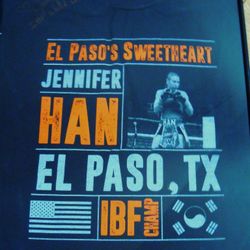 Framed Signed Jennifer Han Tshirt IBF World Feather Weight Champion size large Wocgear