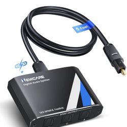 Optical Audio Splitter 1 In 3 Out,SPDIF Toslink Digital Optical Audio Cable Splitter 1x3 Support LPCM2.0 Doldy Digital & DTS 5.1 For Xbox,PS4,